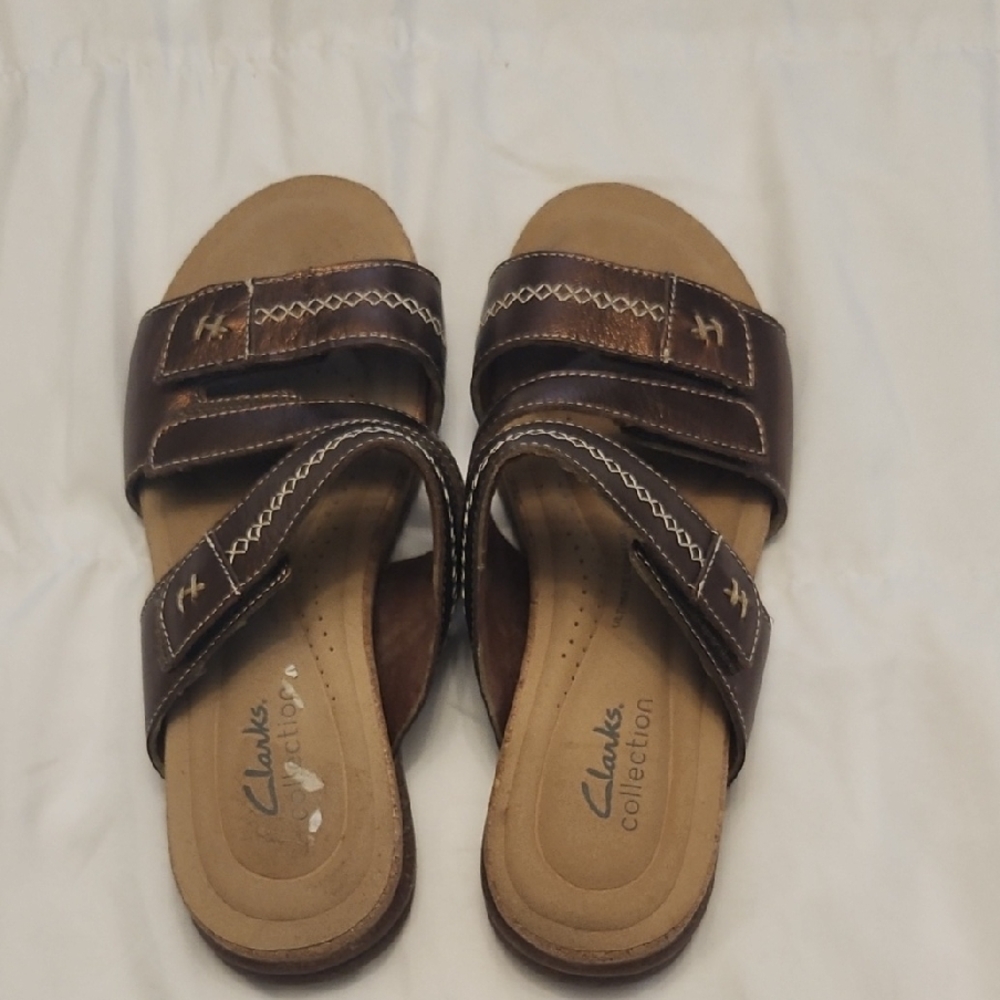 Clarks Women's Dark Brown Slide Sandals